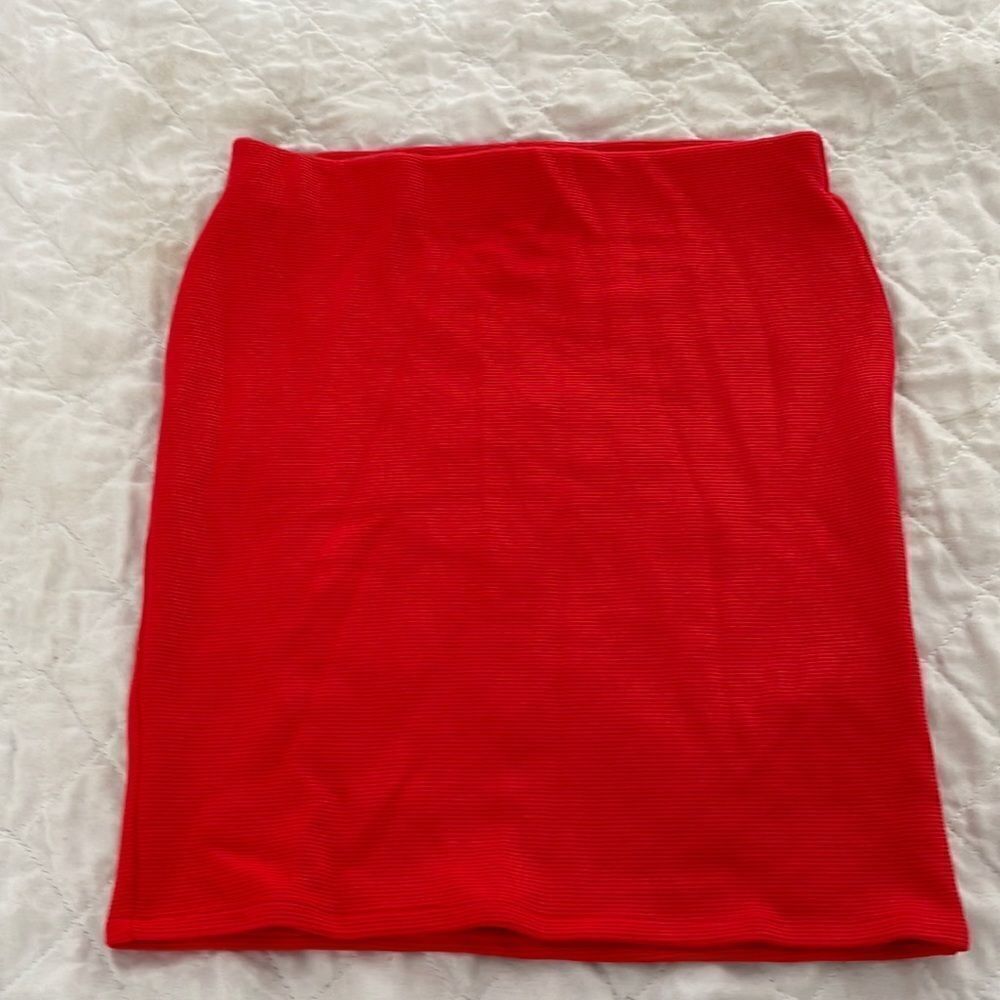 Forever 21 contemporary ribbed stretchy cotton orange skirt the